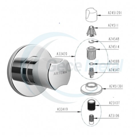 Vitra Artema A41443 Ankastre Stop Valf-Sıva Üstü