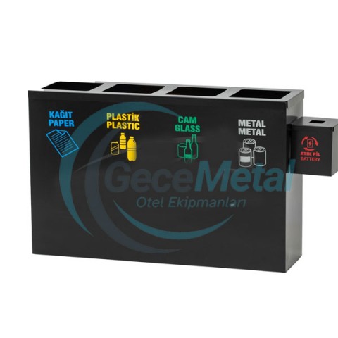 Geri Dönüşüm Çöp Kovası Seti + Pil Kutusu