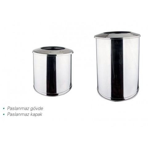 Endüstriyel Büyük Çemberli Çöp Kovası 50-70 Lt. Paslanmaz