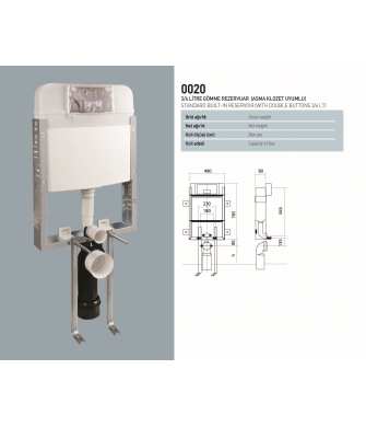NKP ASMA KLOZET İÇİN GÖMME REZERVUAR NKP ASMA KLOZET İÇİN GÖMME REZERVUAR